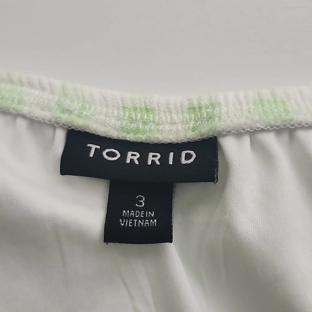 NWOT Torrid Fit and Flare Rayon Slub Button Up 3/4 Sleeve Green Gingham 3X - Picture 6 of 12